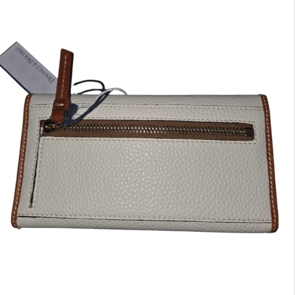 Dooney & Bourke White Leather Wallet with Brown Trim - Picture 2 of 4